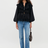 Rixo Diann Top - Lilly Embroidery Black