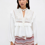 Rixo Diann Top - Lilly Embroidery Ivory