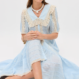 Rixo Edina Dress - Mira Embroidery Powder Blue