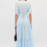 Rixo Edina Dress - Mira Embroidery Powder Blue