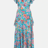Rixo Evie Dress - Cara Floral Turquoise