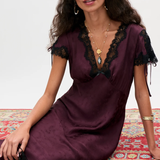 Rixo Fern Dress - Floral Trail Jaquard Wine