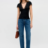 Rixo Karia Satin Top - Black