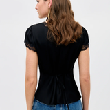 Rixo Karia Satin Top - Black