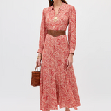 Rixo Maddison Dress - Woodcut Gremlin Red