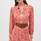 Rixo Maddison Dress - Woodcut Gremlin Red