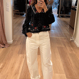 Rixo Maribelle Top - Laila Embroidery Black