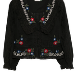 Rixo Maribelle Top - Laila Embroidery Black