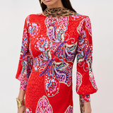 Rixo Marni 2 Dress - Butterfly Bloom Jacquard Red