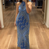 Rixo Maura Dress - Boho Scarf Blue