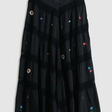 Rixo Sigrid Skirt - Daisy Sun Embroidery Black