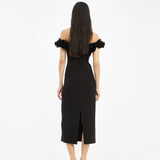 Rotate Crepe Midi Flower Dress - Black