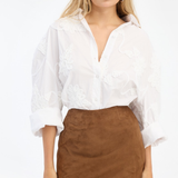 Rotate Flower Oversized Shirt - Bright White