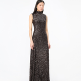 Rotate Sequins Flared Maxi Dress - Mole