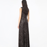 Rotate Sequins Flared Maxi Dress - Mole