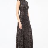 Rotate Sequins Flared Maxi Dress - Mole