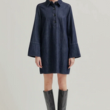 Second Female Dera Denim Tunic Dress - Dark Blue Denim