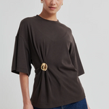 Second Female Enora Brooch Tee - Chocolate Tarte