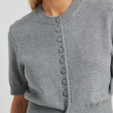 Second Female Etna Knit SS Cardigan - Light Grey Melange
