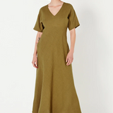 Shjark Evie Dress - Chartueuse Linen