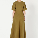 Shjark Evie Dress - Chartueuse Linen