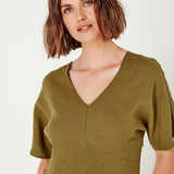 Shjark Evie Dress - Chartueuse Linen