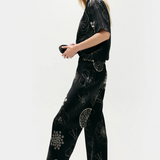 Silk Laundry Bias Cut Pants - Fibonacci Black