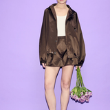 Silk Laundry Coated Silk Bomber Jacket - Mantis