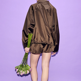 Silk Laundry Coated Silk Bomber Jacket - Mantis