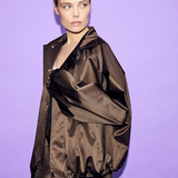 Silk Laundry Coated Silk Bomber Jacket - Mantis