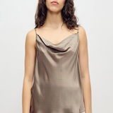 Silk Laundry Drape Cami - Micro Plaid