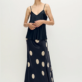 Silk Laundry Long Bias Cut Skirt - Large Polka Dot