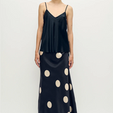 Silk Laundry Long Bias Cut Skirt - Large Polka Dot
