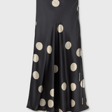 Silk Laundry Long Bias Cut Skirt - Large Polka Dot