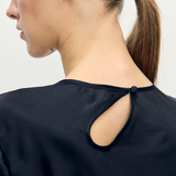 Silk Laundry Long Sleeve Bias Top - Black