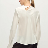 Silk Laundry Long Sleeve Bias Top - White