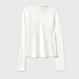 Silk Laundry Long Sleeve Bias Top - White