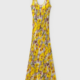 Silk Laundry Scoop Neck Dress - Sunflower Floral