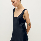 Silk Laundry Scoop Neck Tank - Black