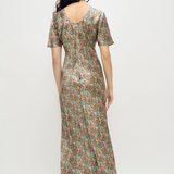 Silk Laundry Short Sleeve Bias Cut Dress - Sugar Floral
