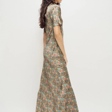 Silk Laundry Short Sleeve Bias Cut Dress - Sugar Floral