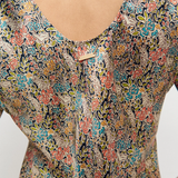 Silk Laundry Short Sleeve Bias Cut Dress - Sugar Floral