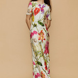 Silk Laundry Short Sleeve Bias Dress - Wonderland