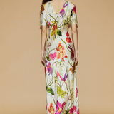 Silk Laundry Short Sleeve Bias Dress - Wonderland