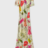 Silk Laundry Short Sleeve Bias Dress - Wonderland