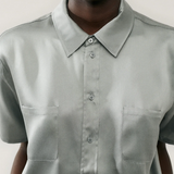 Silk Laundry Short Sleeve Boyfriend Shirt-  Moon