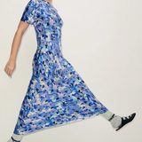 Silk Laundry SS Bias Dress - Cornflower Floral