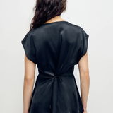 Silk Laundry V Neck Top - Black