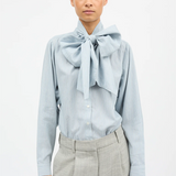 Skall Dalia Bow Shirt - Tiny Blue Stripe