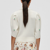 Stine Goya Bubble Knit Polo Cardigan - Vanilla